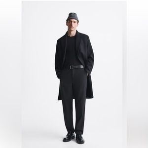 Zara Men’s Wool Coat (trench/peacoat) Black